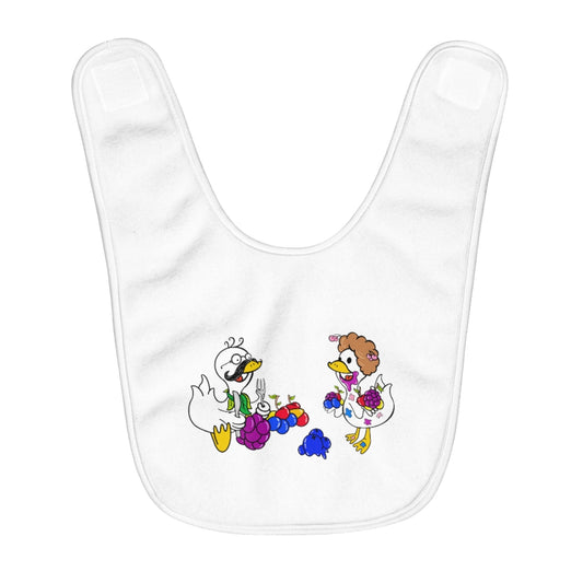 Duane and Debbie Duckle Fleece Baby Bib